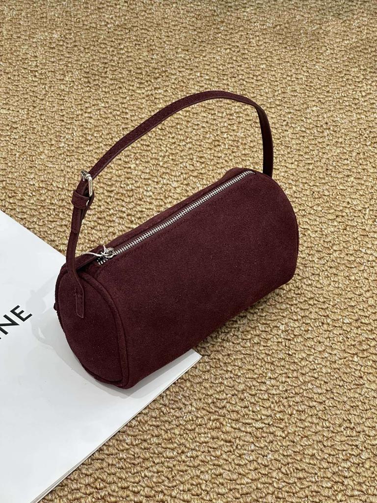 Brown Suede-Finish Cowhide Underarm Bag – Lightweight, Compact, and Stylish for Women