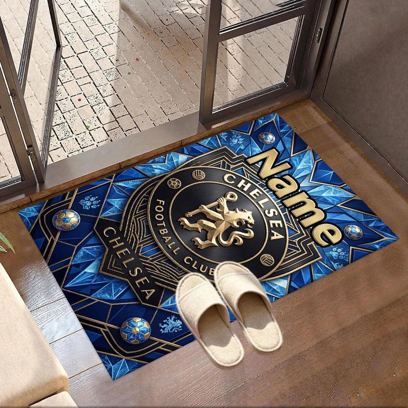 Custom Name Personalized Chelsea Football Club Print Carpet, Versatile Home Decor Rug, for Playroom, Apartment, Balcony, Entryway, Hallway Gift