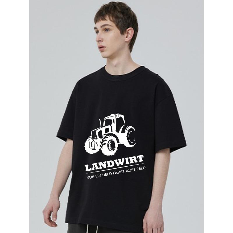 Мужская черная футболка с графикой трактора и текстом Landwirt для фермерства и активного отдыха
