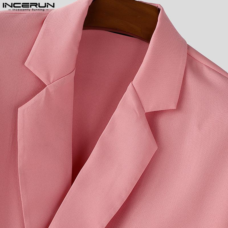 INCERUN Мужские пиджаки с лацканами, длинными рукавами, на одной пуговице, повседневные, свободные, тонкие