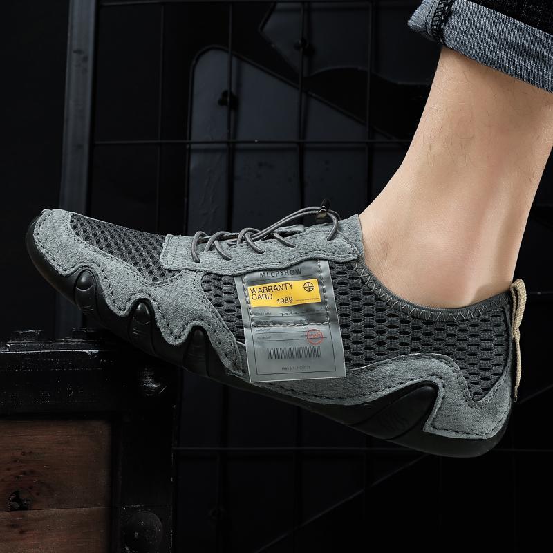 Мужская повседневная обувь Кожаные леггинсы с дышащей сеткой для вождения автомобиля Мужская спортивная кожаная обувь