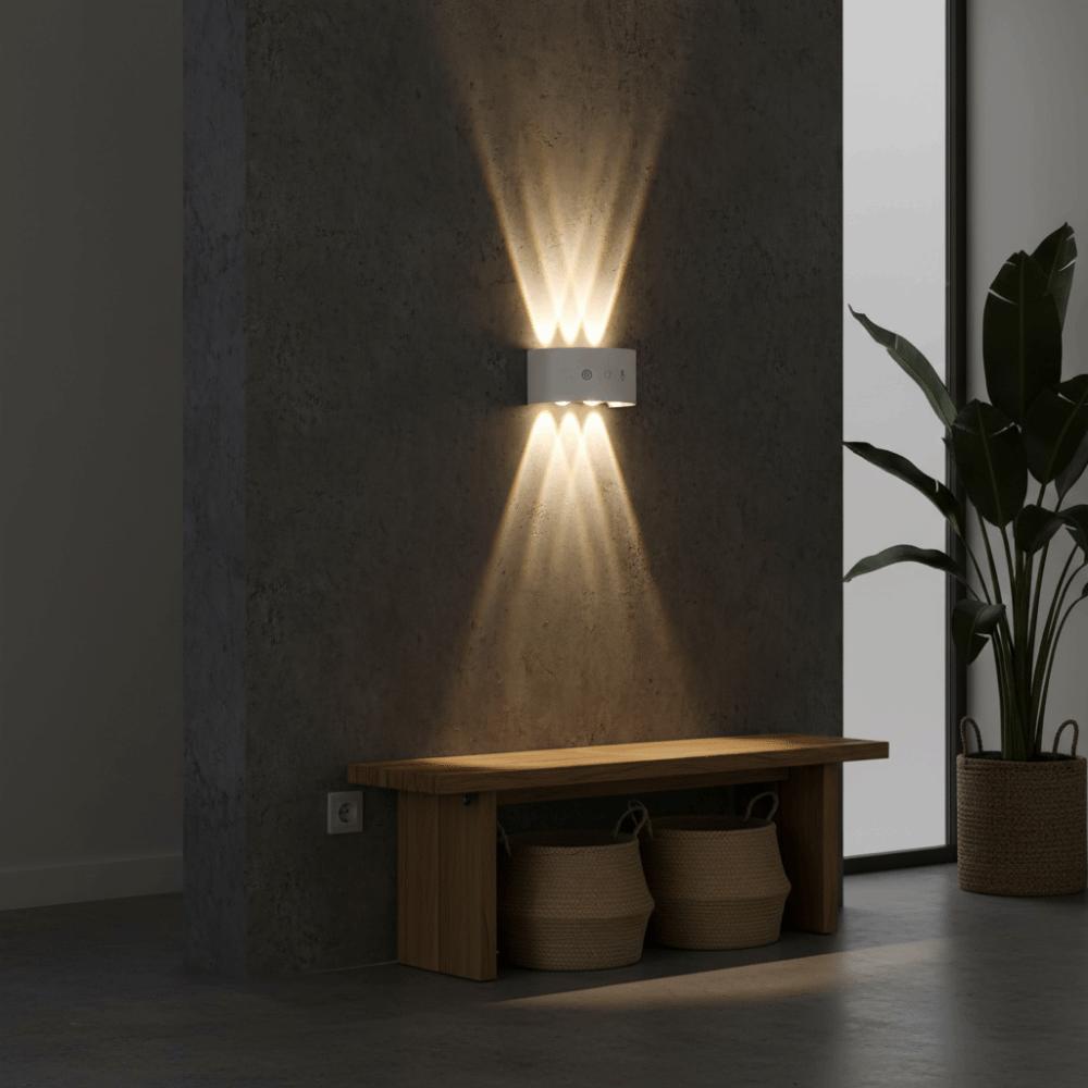 Dual Up Down Lighting PIR Motion Sensor Wall Lamp 3 Color Light Waterproof LED Wall Light Modern Design Rechargeable