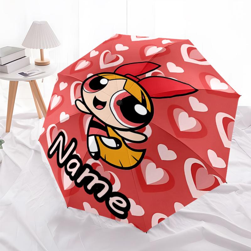 Personalized Name The Powerpuff Girls Print Umbrella - Automatic Open/Close, Eight-Rib Durable Frame, Automatic Folding Umbrella