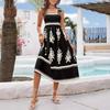 Women's Elegant Commuter Beach Vacation Style Contrasting Color Print Wrap Dress Strap Dress