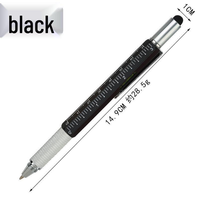 Six-in-One Multifunctional Touch Screen Pen with Capacitive Tip, Metal Ballpoint, Screwdriver, and Scale