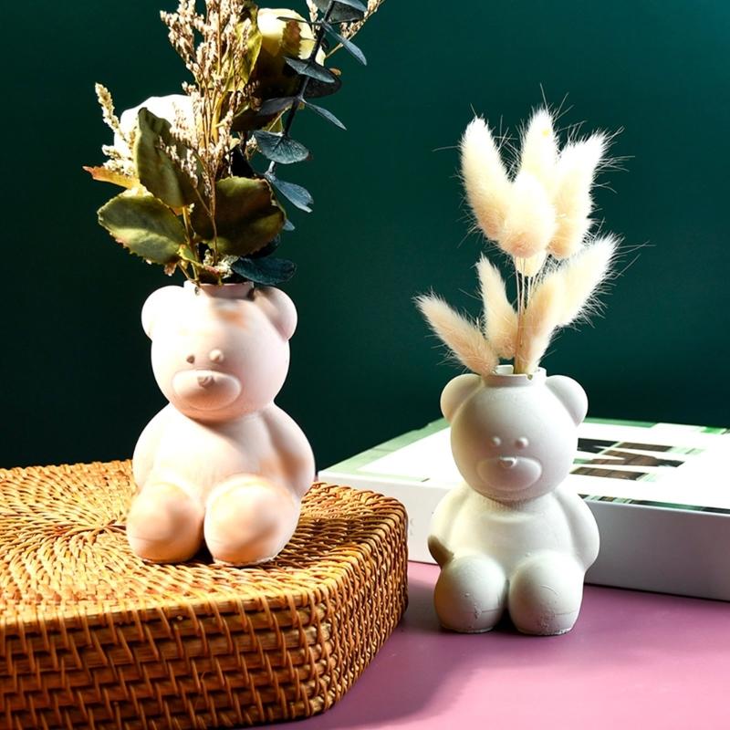 Гибкая силиконовая форма, цементная глиняная форма, гипсовая форма для цветочных горшков для изготовления цветочных горшков в форме медведя или держателей для ручек