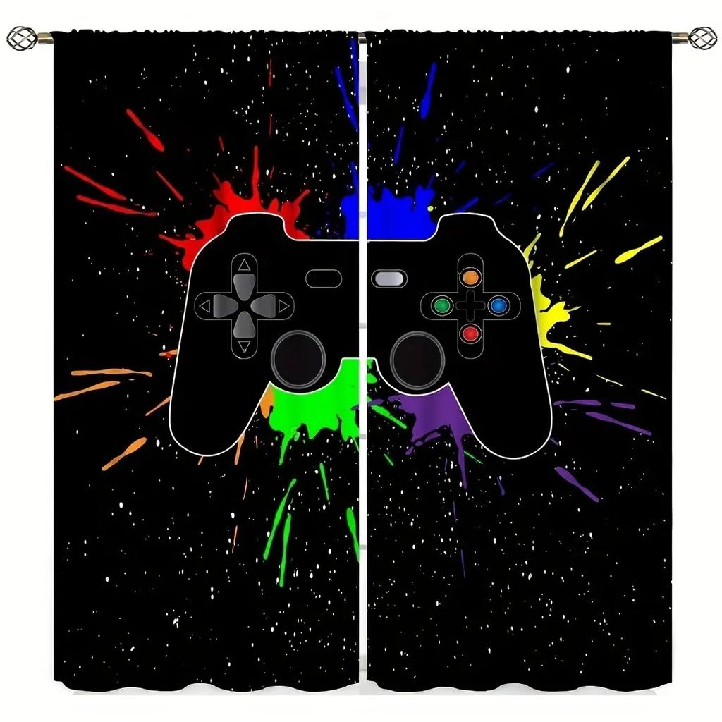 2 шт. Занавески с изображением геймпада PS5 для мальчиков и девочек, 3D цветные игровые занавески, Декор для окна детской игровой приставки, игровой комнаты.