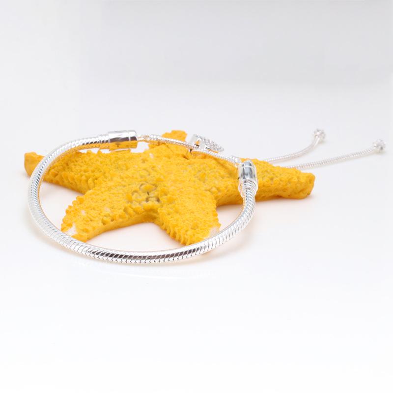 European-American Heart-Shaped Retractable Bracelet for Women - New Pandora Style Sliding Buckle, Perfect Christmas Gift