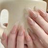 24 шт. Накладные ногти с клеем Миндаль Черно-красный Градиентный дизайн Съемный страз Акриловые накладные ногти Длинные Стилетто Накладные ногти