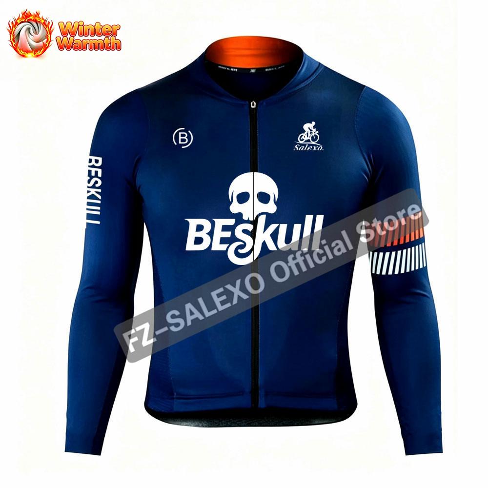 Зимний Термальный Флисовый Велосипедный Костюм Beskull с Брюками на Бретелях Мужской Триатлонный Костюм Одежда для Велосипеда Велосипедная Одежда MTB Костюм для Шоссейного Велосипеда