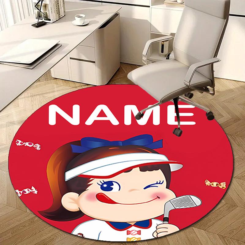 Personalized M-Milky Round Chair Office Rug - Perfect for Mat, Office Chair & More - Ideal Gift for Birthdays and Holidays
