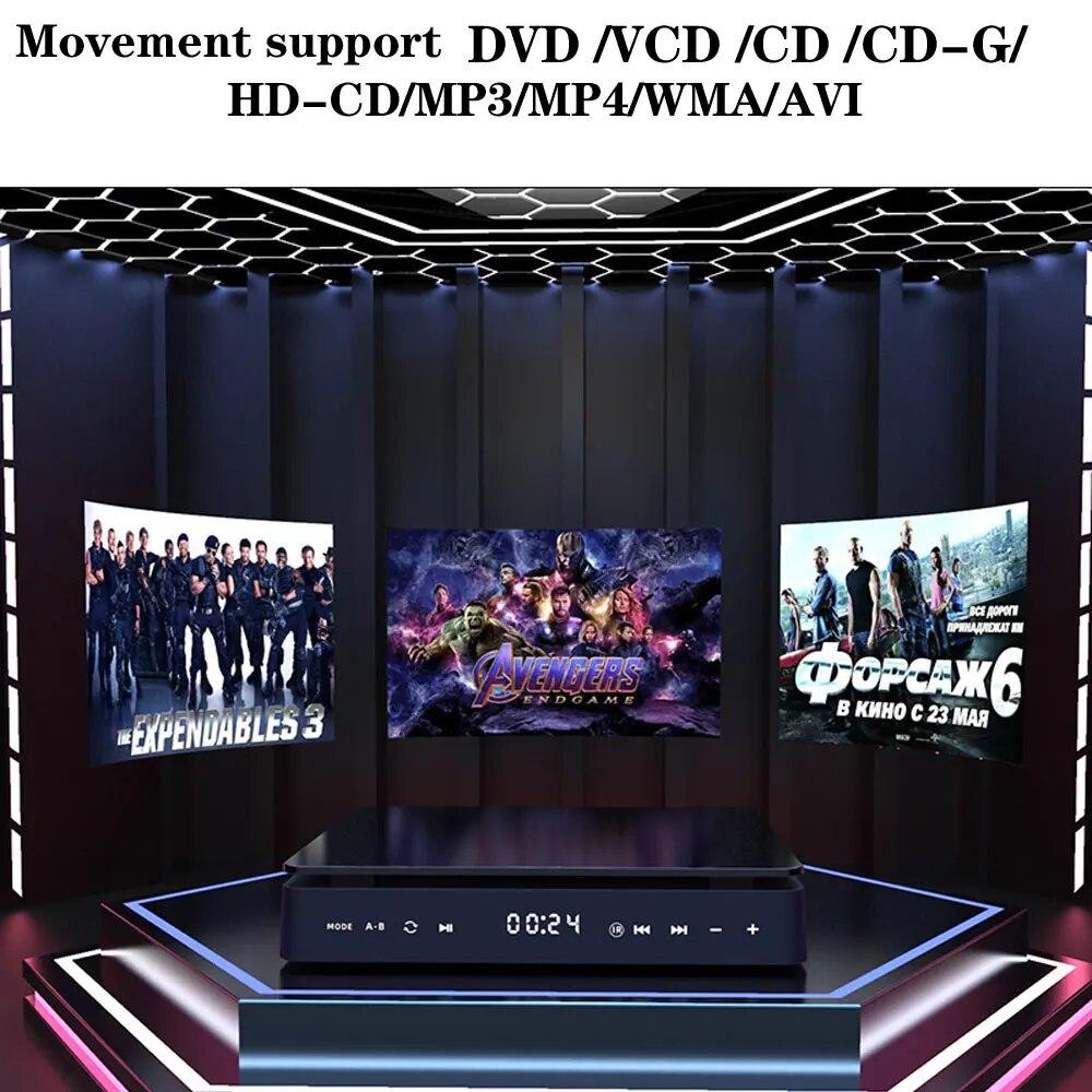 DVD-плеер для телевизора CD VCD Видеоплееры HD 1080P Поддержка HDMI AV-подключения с USB-входом, выход для наушников 3,5 мм Светодиодный сенсорный экран
