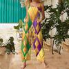 Womens Casual Overalls Jumpsuits Adjustable Straps Sleeveless Carnival Print Comfy Rompers With Pocket