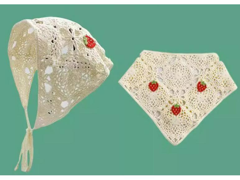 Весенне-осенний корейский треугольный шарф и повязка для волос крючком - милый цветочный стиль для женщин и девочек