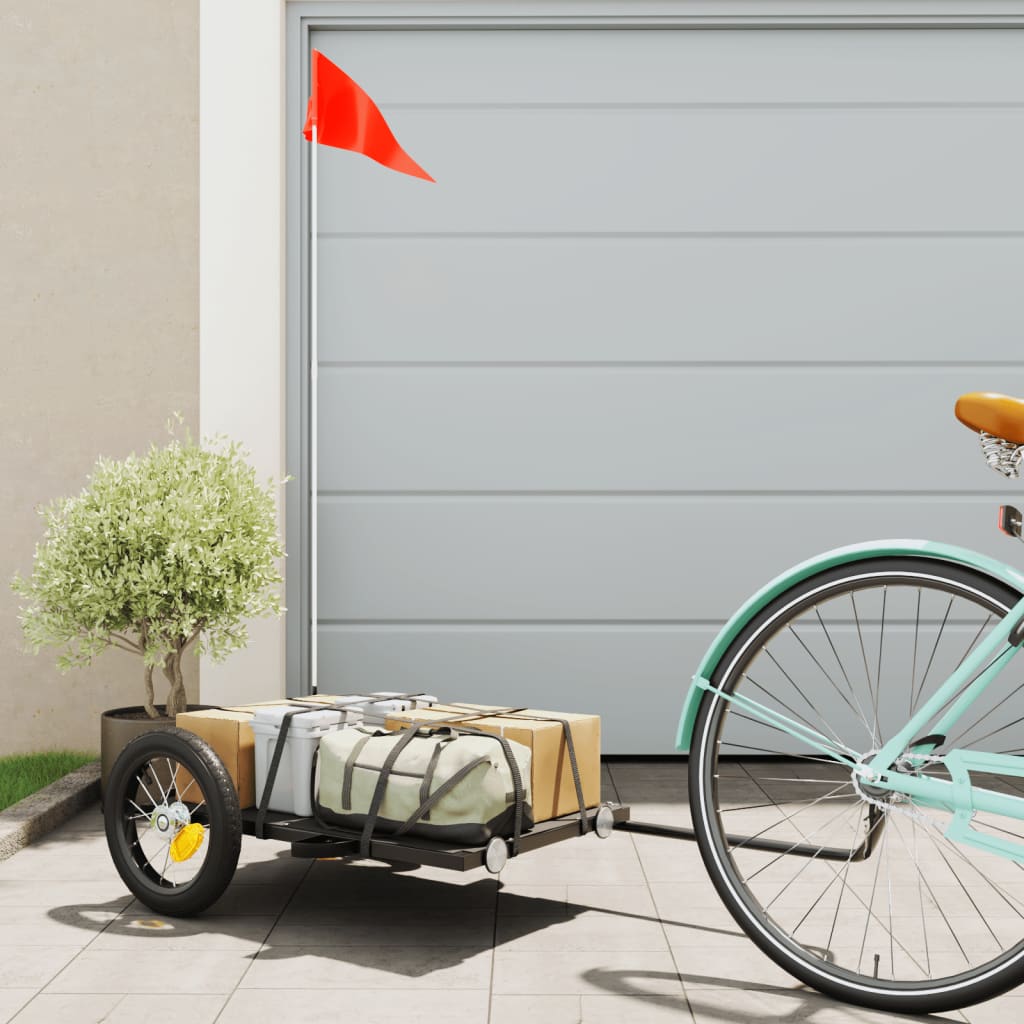 Bicycle Trailer Black 122 x 53 x 28 cm Iron