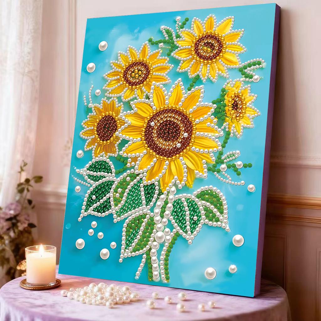 Подсолнух Жемчужная Картина DIY Самоклеящийся Жемчужный Цветок Розы Животное Настольная Декоративная Картина В Подарок Друзьям И Подругам