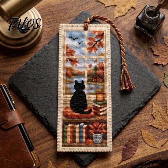 Stitching Stitch Bookmark Delicate Diy Kit For Adults Beginners Seasonal Cat Warm Atmosphere Handmade Embroidery Kit Gifts Lovers Readers