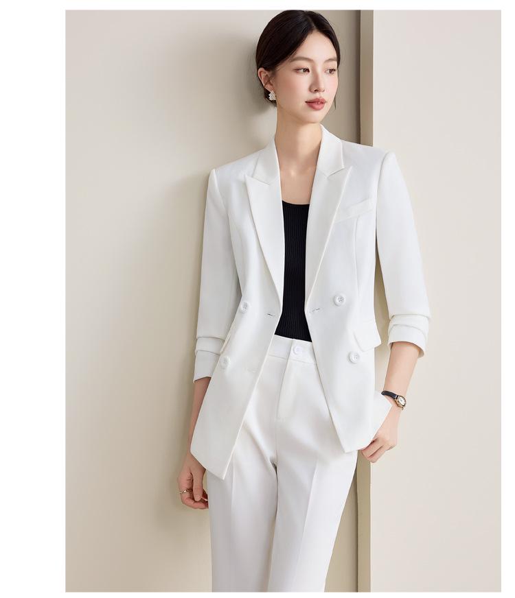 Женский высококлассный белый костюмный набор для осени/зимы - Элегантная деловая формальная одежда