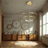 LED ceiling pendant lamp, chandelier, 3 rings, 76w, gold color, adjustable, NEUTRAL