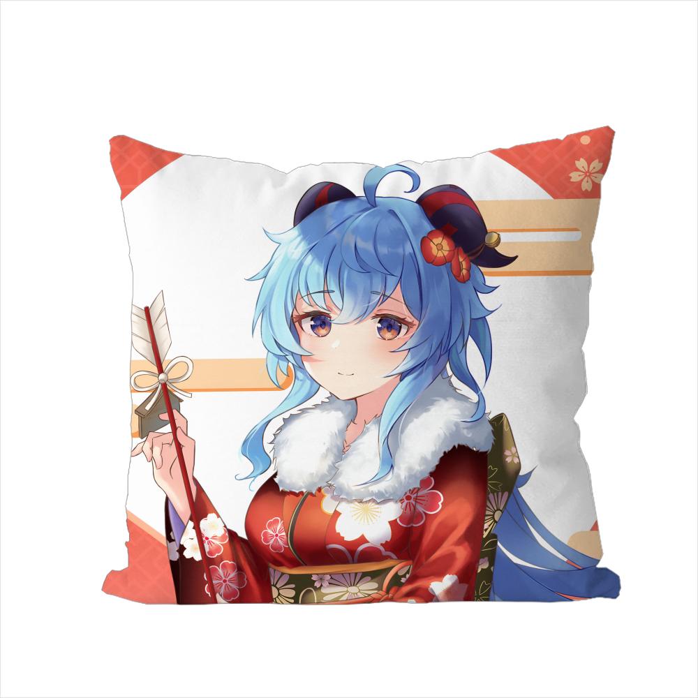 Ganyu Genshin Impact Pillow Case For Car Sofa Decorative Home Doublesided Print Plush Square Throw Pillow Cushion Cover