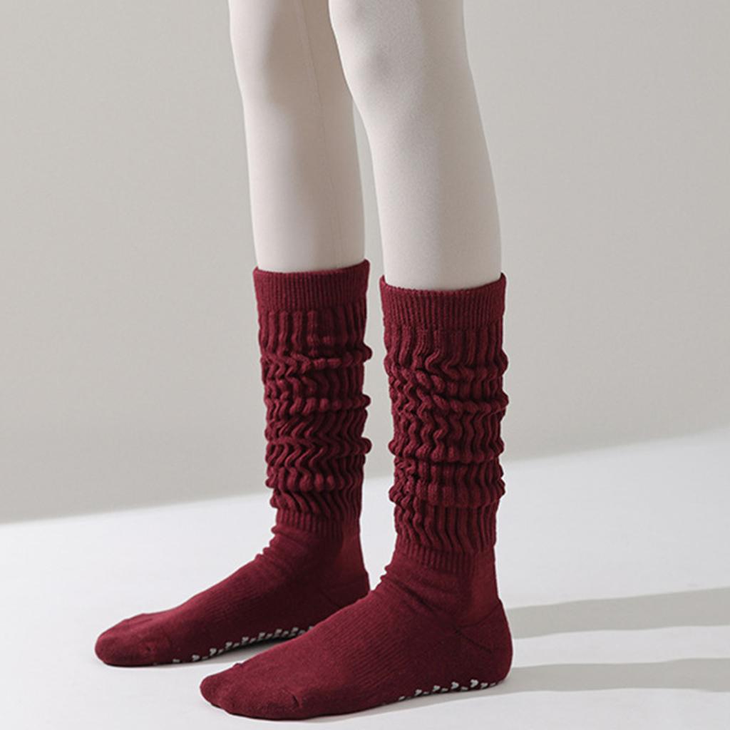 1 пара женских зимних носков для йоги, компрессионные носки для йоги с силиконовой подошвой, длинные, высокоэластичные, нескользящие, теплые чулки