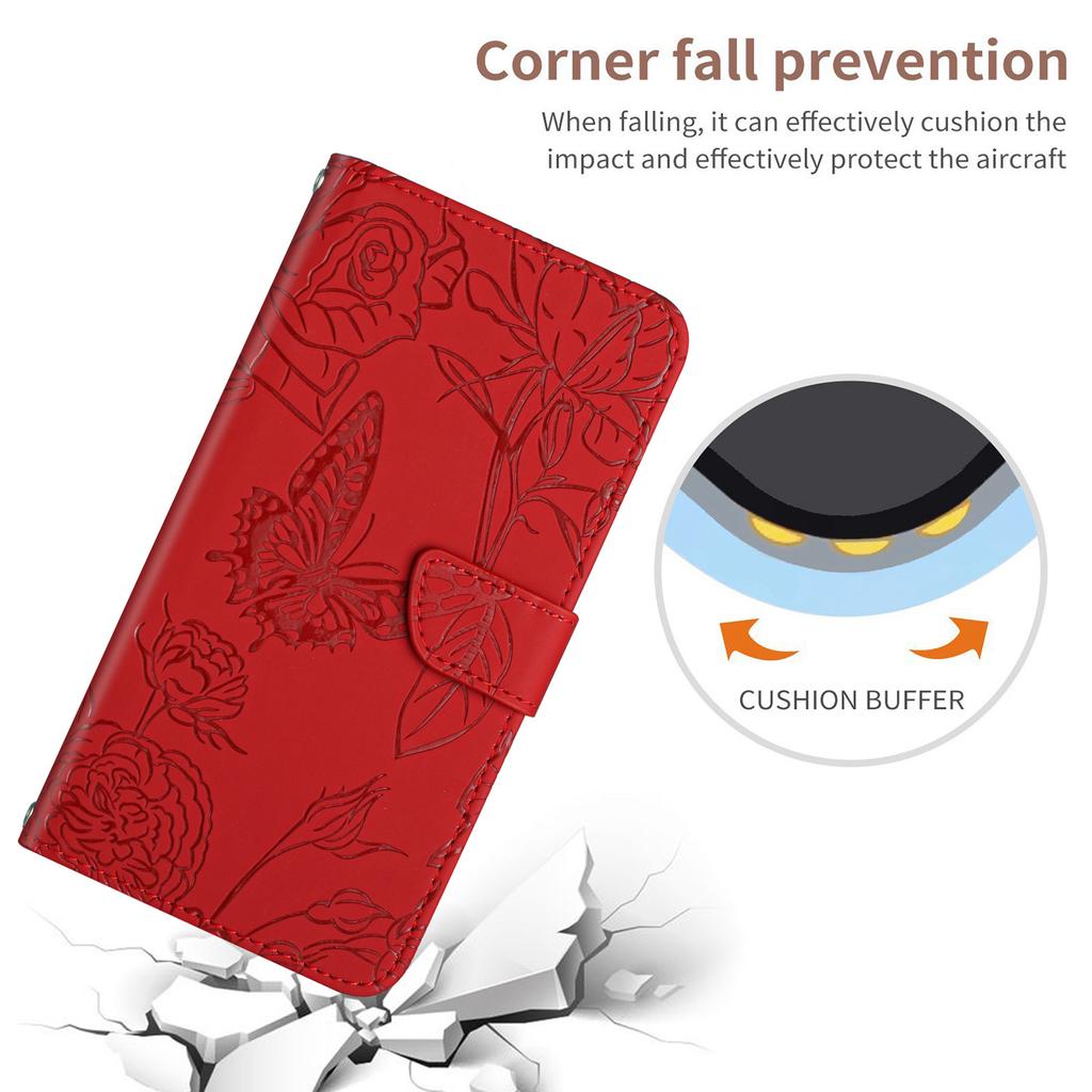 For Xiaomi 15 Pro Case Leather Phone Cover with Strap,Butterfly Flower Imprint