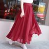Black Chiffon Midi Skirt Long Summer Candy Color Flowy Elegant Women Skirt