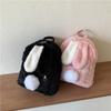 Японский милый рюкзак для девочки с ушками кролика, женский школьный рюкзак большого объема, меховой