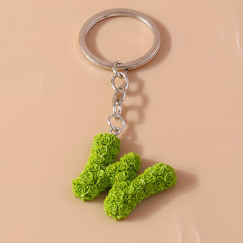 New Creative Flower Initial 26 Letter Keychain A-Z Alphabet Keyring Pendants for Women Girls Handbag Decor Jewelry Accessories