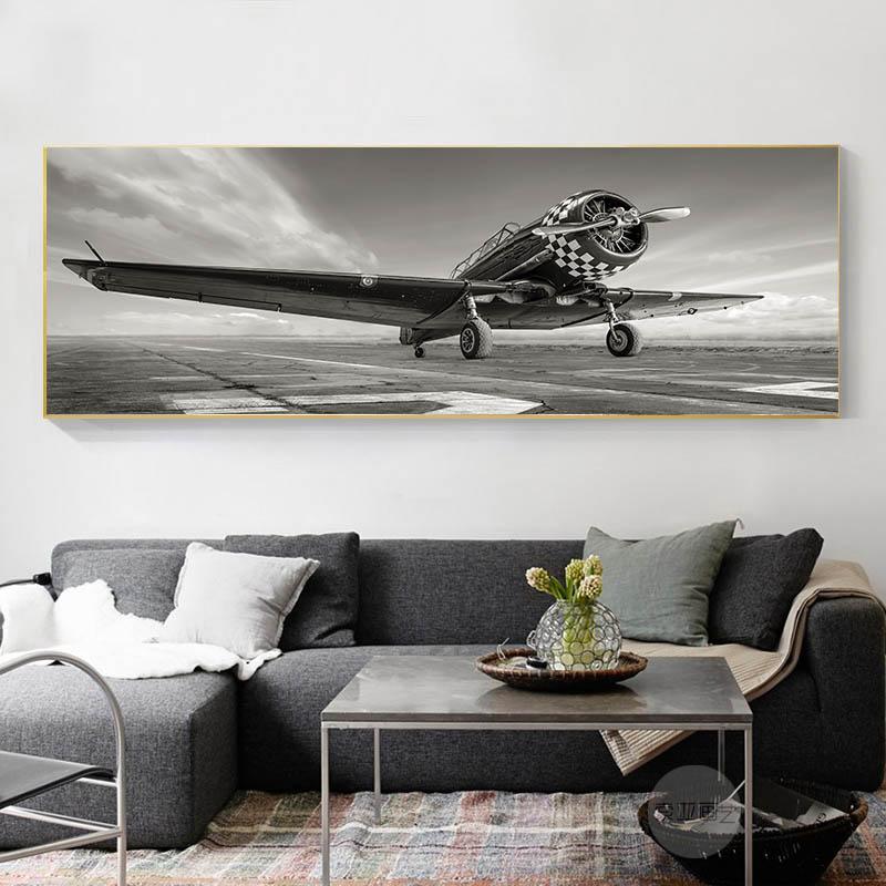 Скандинавская картина на холсте, черно-белые постеры с самолетами и принтами, Quadros Decorativos, картина для гостиной, домашний декор, без рамки
