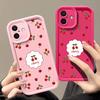 Для iPhone 16 Pro 15 14 Plus 13 12 Pro Max 11 Xs Xr 8 7 Cherry Pattern матовый ударопрочный мягкий TPU защита линз противоударный чехол конфетного цвета