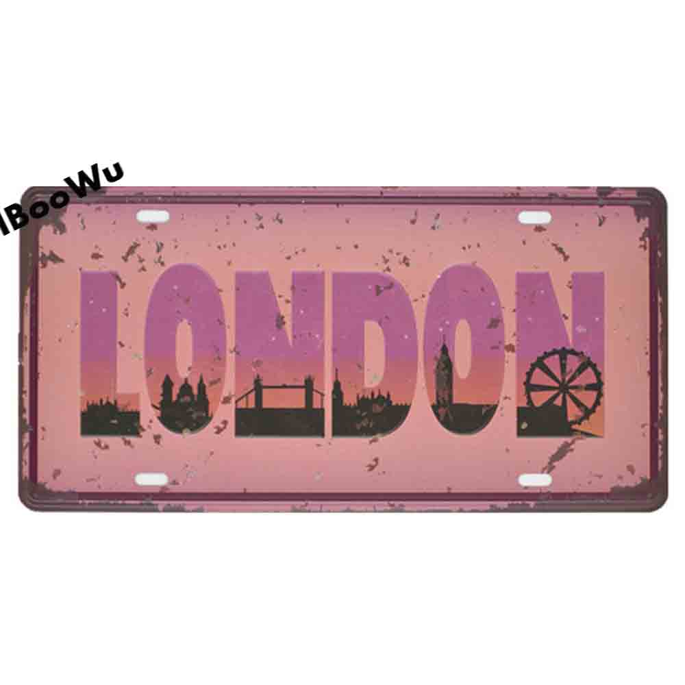 Worldwide Popular City License Plate Poster Vintage Wall Decor Canada/London/Brazil Metal Tin Sign Plaques Poster 15x30cm
