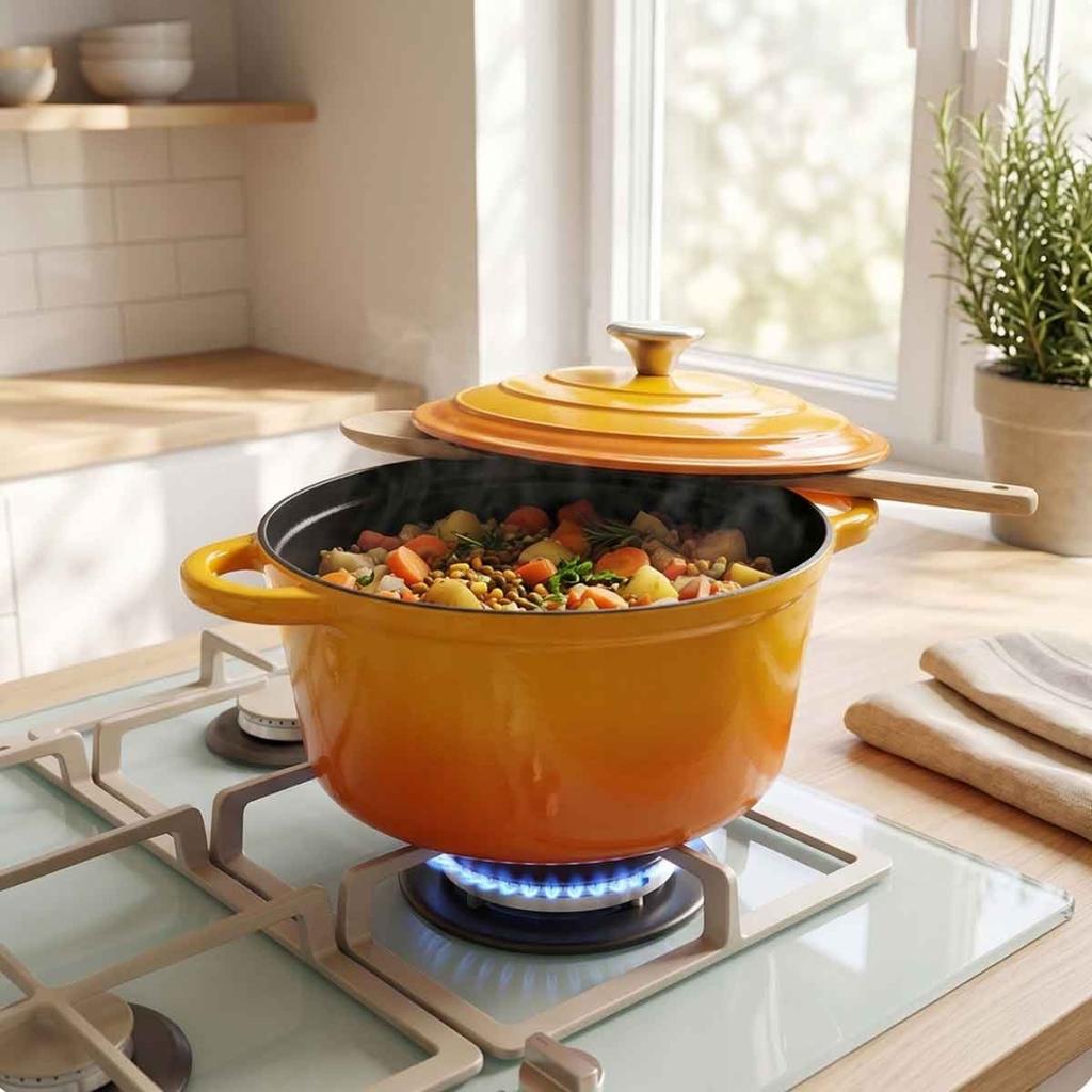 ENAMELED CAST IRON POT 24cm 4L HAGE MUSTARD