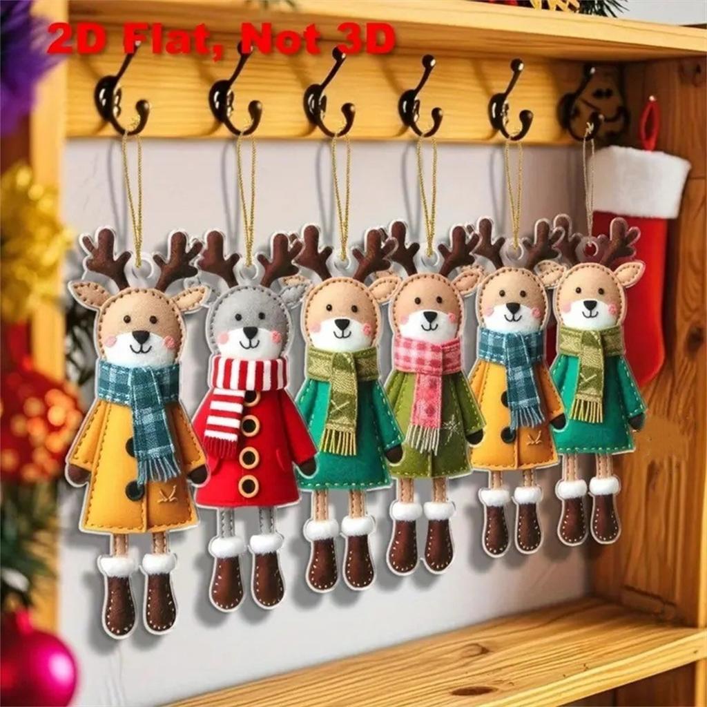 8 штук Разноцветные Рождественские Олени Деревянные Подвески-Украшения, Подвесные Украшения для Рождественской Елки, Праздничные Украшения для Вечеринки
