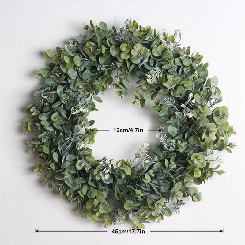 Весенний венок с искусственным цветком листа эвкалипта для входной двери в помещении и на открытом воздухе, стены дома, окна, фестиваля, свадебного декора