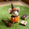 Halloween Felt Mouse Accessories Handmade Animals Statue with Pumpkin Decoration Table Shelf Desk Ornament