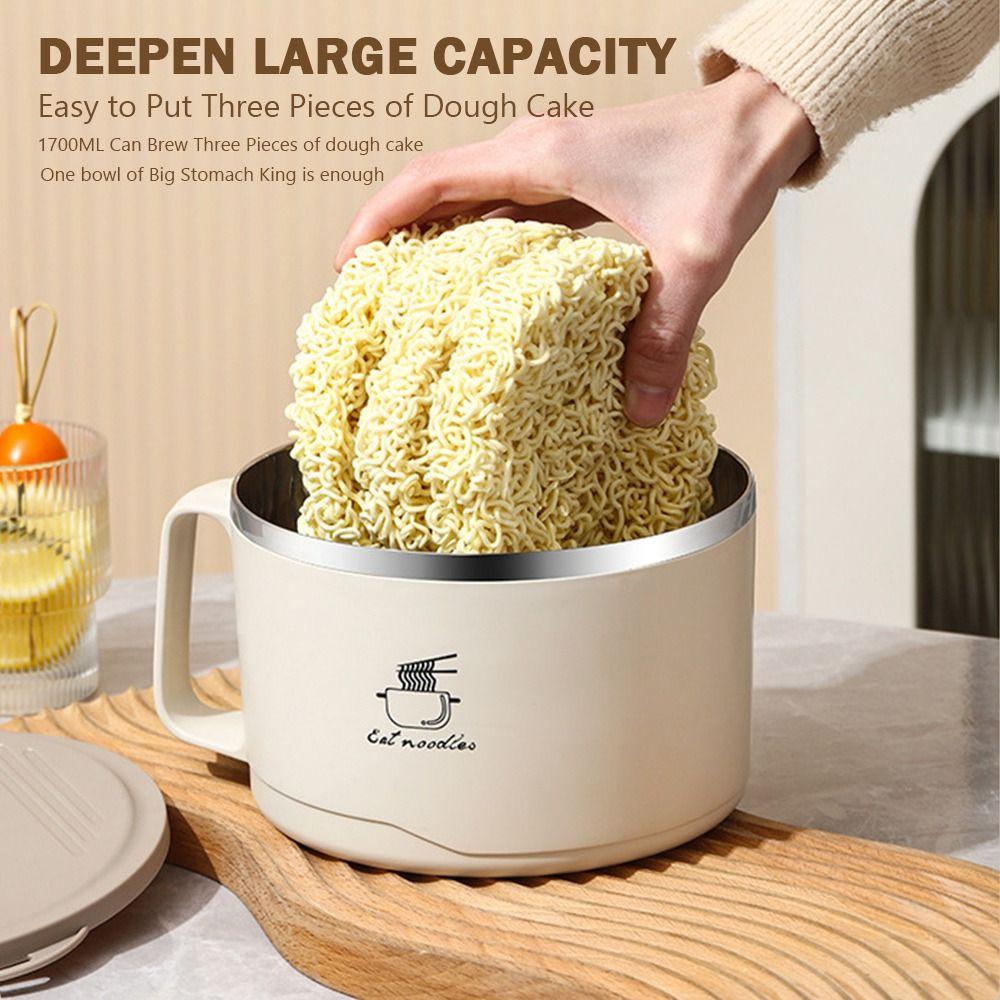 1100/1700ml Ramen Bowl Large Capacity Dormitory Lunch Box Durable Soup Cups On-the-Go