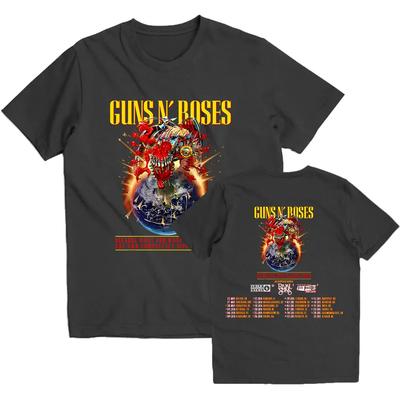 Футболки Guns N Roses 2025 Тур для ЖЕНЩИН Летний Принт Короткий Рукав Круглый Вырез Высококачественные Топы Стритвир Хип-Хоп