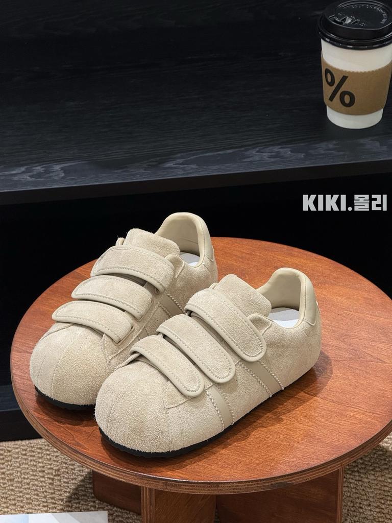 Ugly Cute Velcro Bread Shoes Early Autumn New Retro Platform Niche Design Leather Casual Sports Shoes