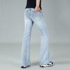 Мужские расклешенные джинсы средней посадки, мужские облегающие повседневные брюки из денима, светло-голубые джинсы