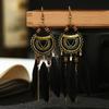 1 Pair Hook Earrings Bohemia Style Ethnic Synthetic Feather Exquisite Lady Boho Dangle Earrings