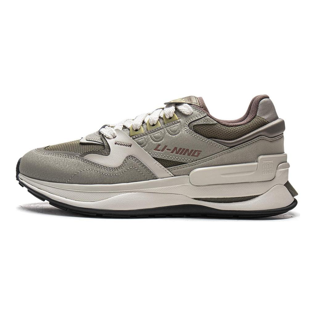 Li Ning 001 Original Aspiration V2 Нескользящие Износостойкие Низкие Кроссовки на Толстой Подошве Мужские Серый Зеленый AGLW015-1
