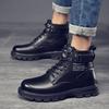 Martin Boots Men's 2024 Autumn Men's Shoes New High-top Tooling Shoes Men's Korean Version Thick-soled Men's Casual Short Boots Leather Boots