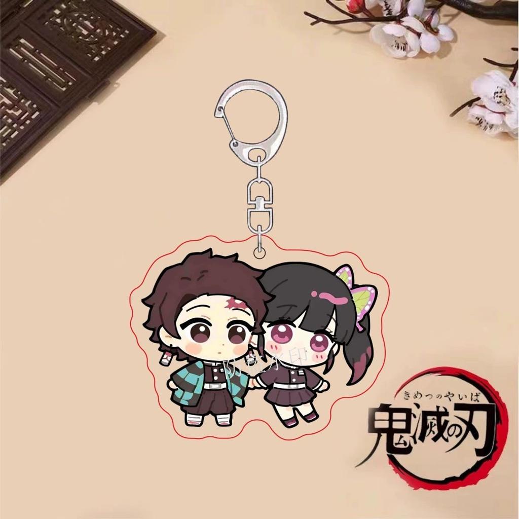 Keychain Pendant Anime Demon Slayer Kimetsu No Yaiba Kamado Tanjirou Double Sided HD Bag Pendant Gift For Fans Cosplay Props Jewelry Gift