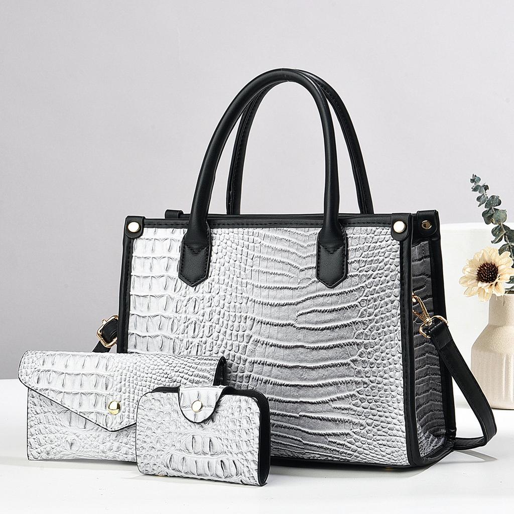 Новая высококачественная сумка для мамы с крокодиловым узором, комплект из трех предметов, модная и стильная сумка большой вместимости, универсальная, через плечо
