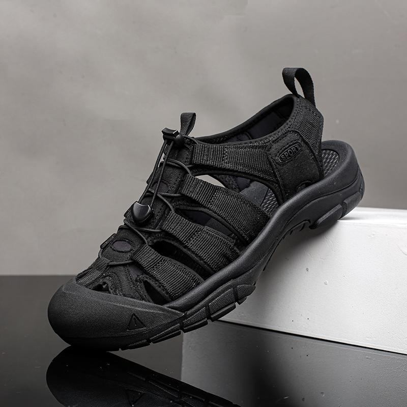 Модные летние удобные сандалии с мягкой подошвой, брендовые повседневные уличные нескользящие мужские кожаные сандалии, мужские ретро дышащие пляжные туфли с перфорацией