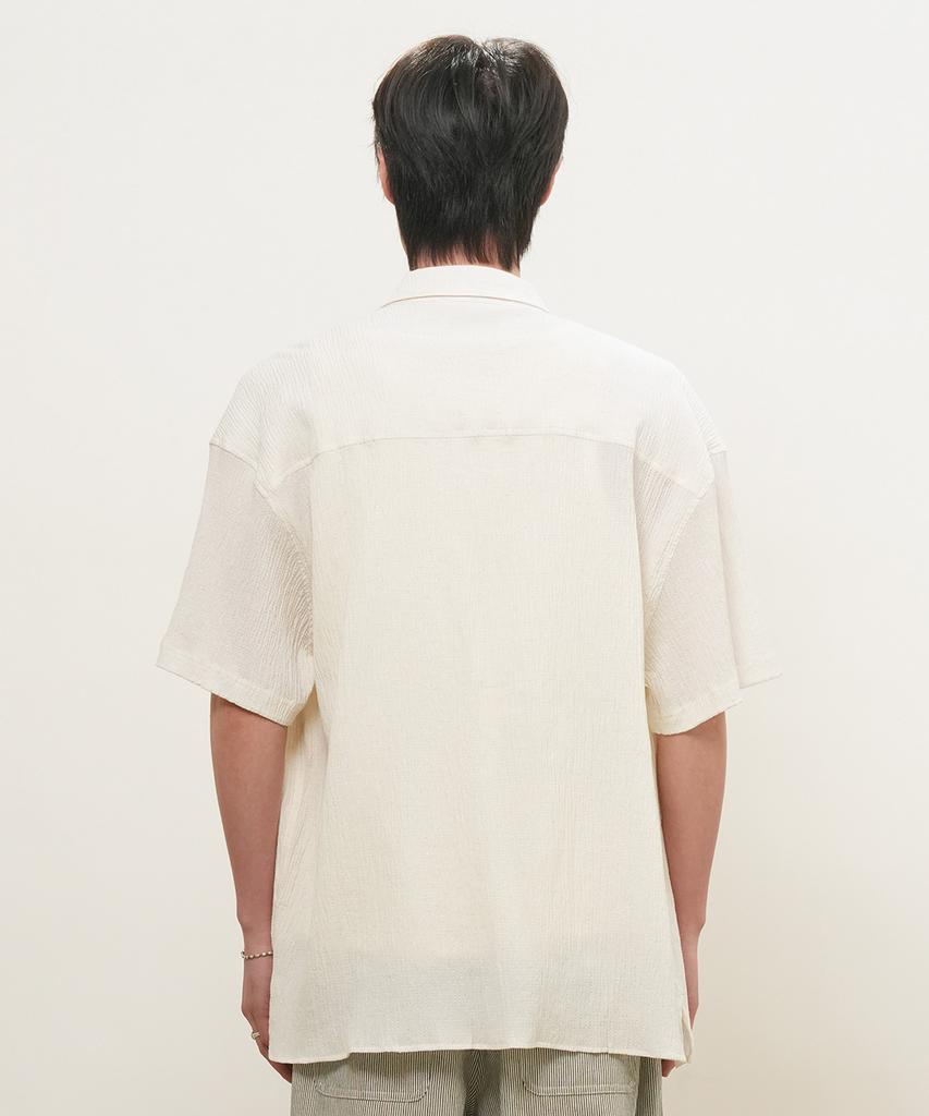 GENERALIDEA Man Pocket Wrinkle Half Shirt [Ivory] / Gf1Msh006
