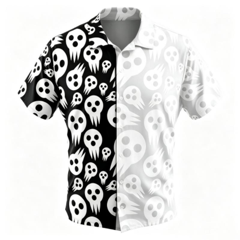 Fashion Cartoon Ghost Monsters Pattern Printing Shirt Hawaiian Beach Vacation Clothing Men's Street Style Shirt Daily Men's and Women's Shirt