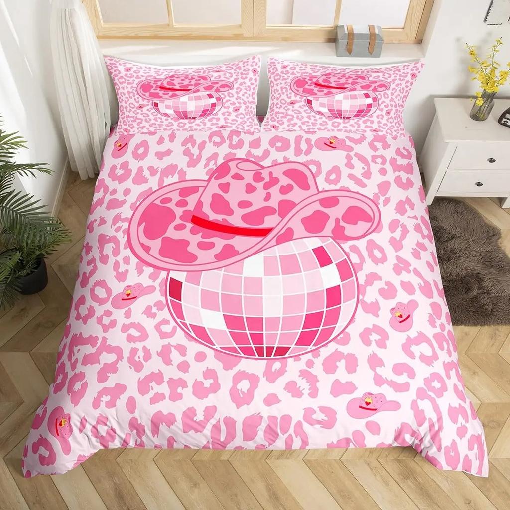 Western Cowboy Duvet Cover Set Twin Size,Horseshoe Stars Cowboy Hat Pattern Comforter Cover Rustic Vintage Southwest Bedding Set