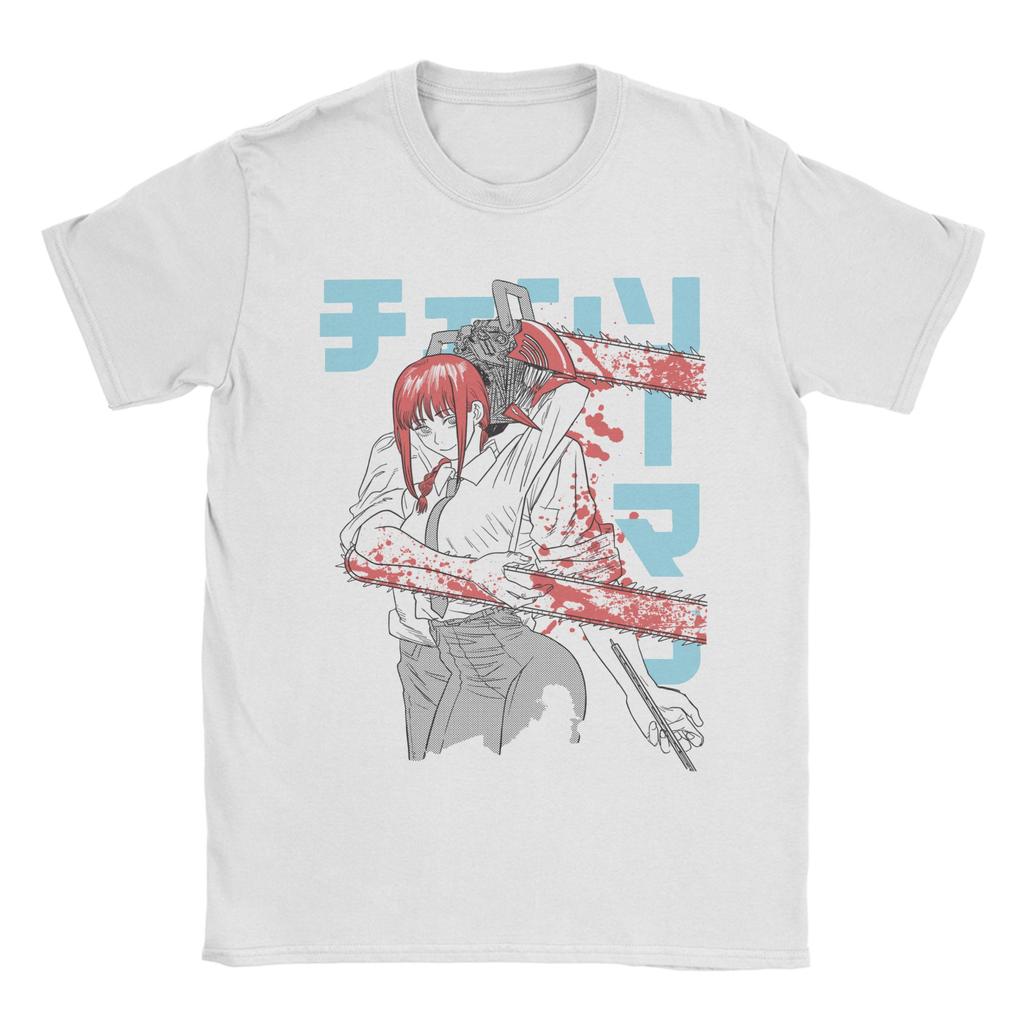 Футболки Chainsaw Man Денджи Макима для мужчин Аниме Удивительные хлопковые футболки Круглый вырез Короткий рукав Футболка Летняя одежда